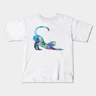 Stretching Cat Watercolor Painting Kids T-Shirt